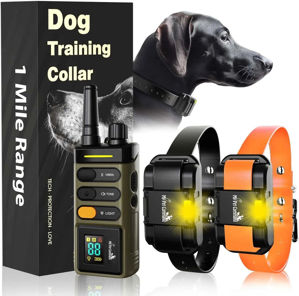 Waterproof Rechargeable Dog Training Collar – 1-Mile Range, 2-Dog System