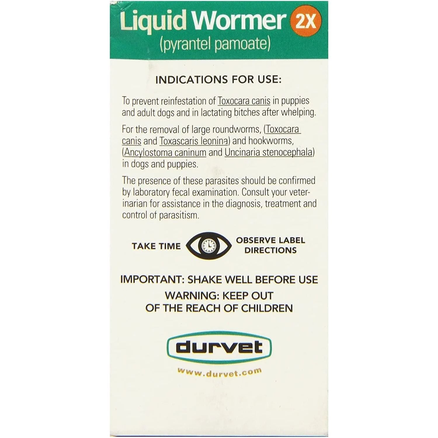 Durvet Liquid Wormer 2x for Puppies and Adult Dogs 2 oz.