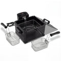 Electric Deep Fryer 5.3QT/21-Cup Stainless Steel 1700W with Triple Basket