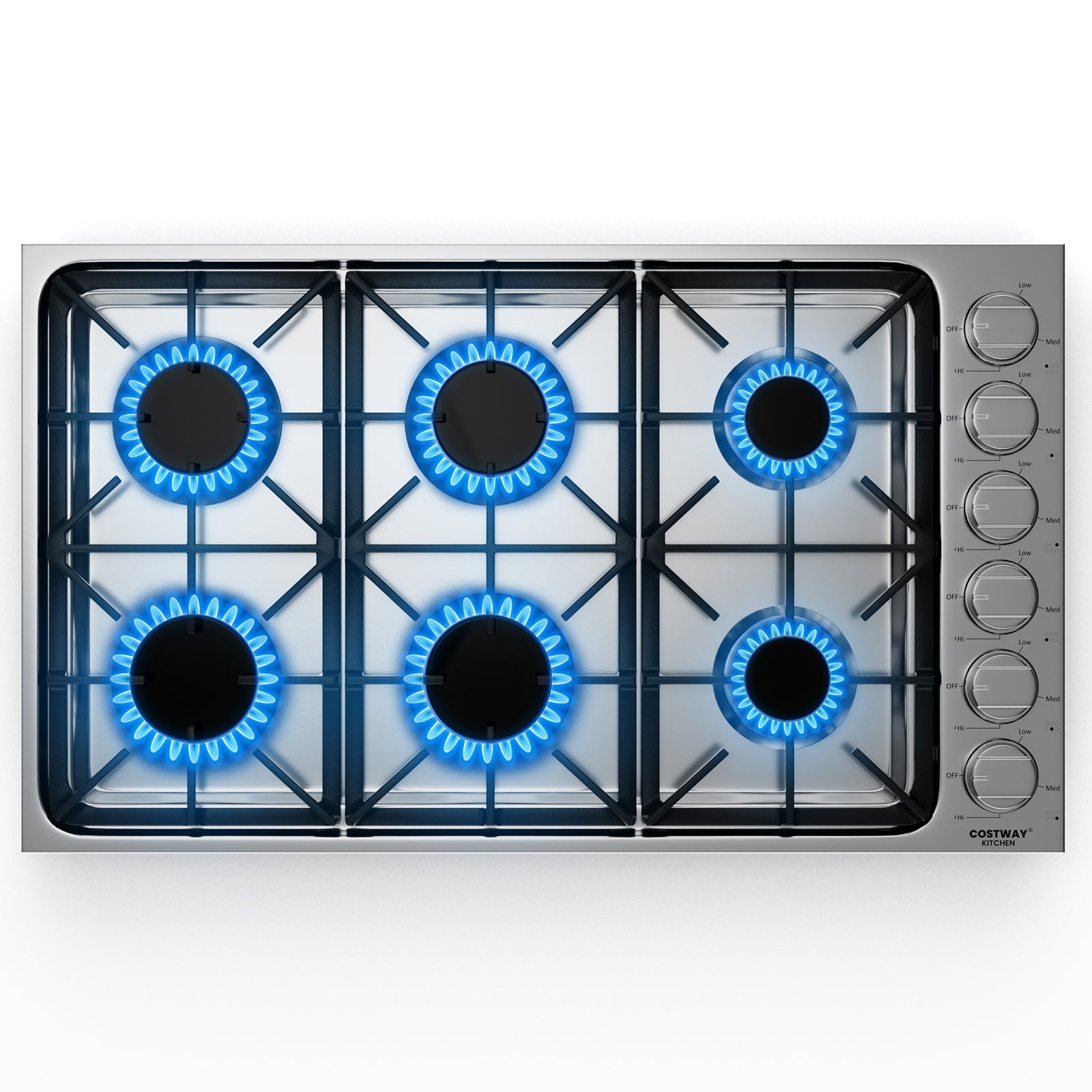 30/36 Inch Gas Cooktop with 4/6 Powerful Burners and ABS Knobs