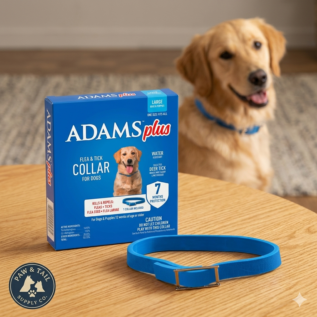 Adams Plus Flea Tick Collar Dogs 7-Month Large Dogs Puppies Kills Fleas Ticks