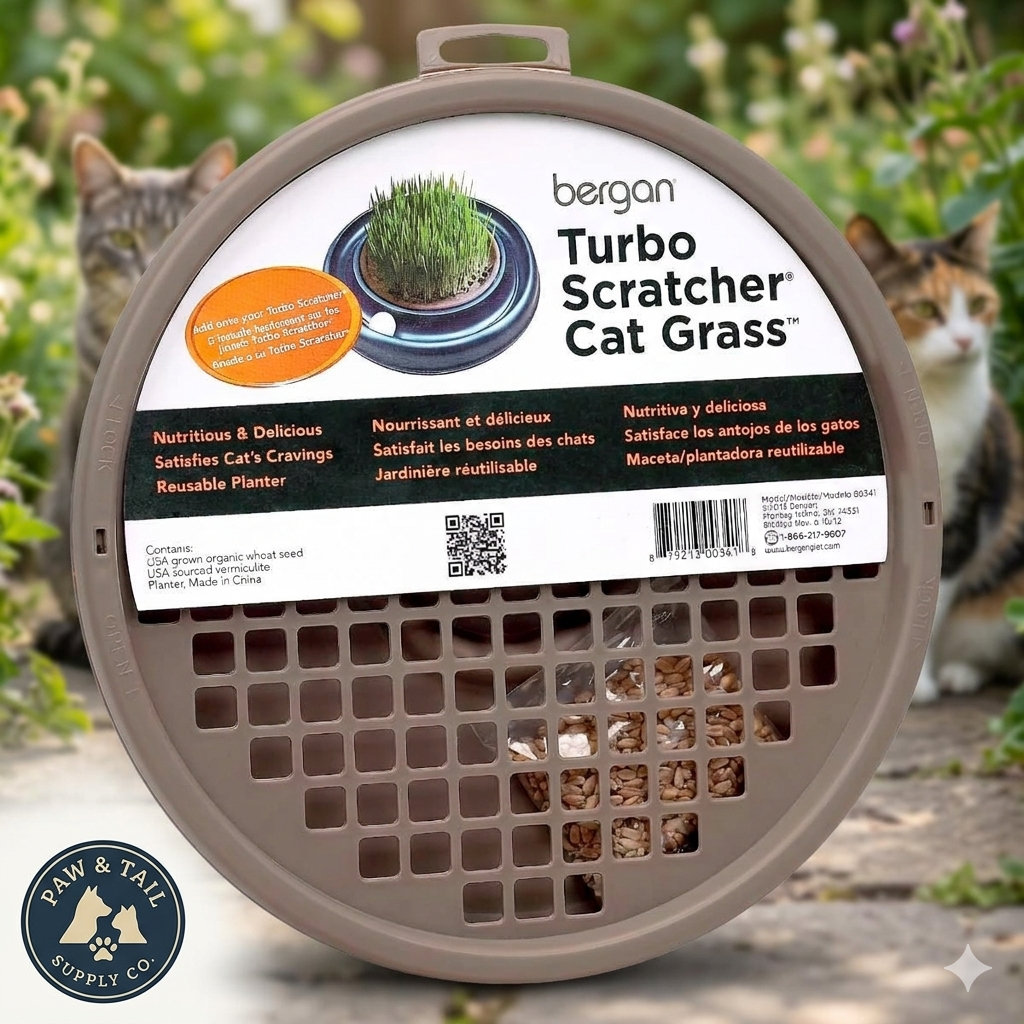 Bergan Turbo Scratcher Cat Grass Interactive Fun Reusable Planter