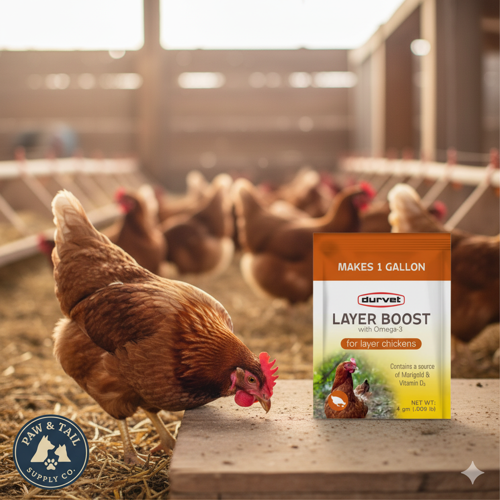 Chicken Durvet Layer Boost Omega-3 Poultry 4g 40-pack Vitamins Electrolytes Laying Hens