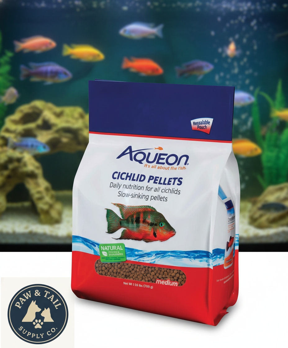 Aqueon Cichlid Fish Food Pellets 25 oz. Clean Water Formula for Cichlids