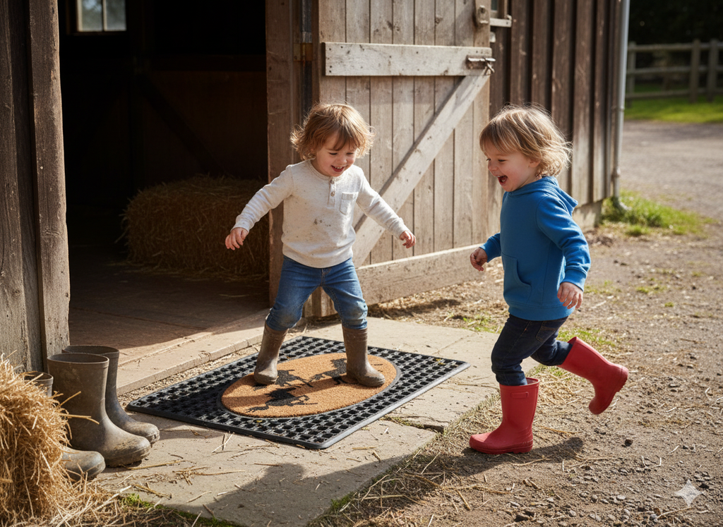 Flexgard Coco Entrance Mat Three Horse Design Non-Slip Heavy Duty Dirt Trapper