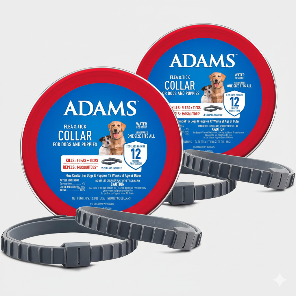 Adams Flea & Tick Collar for Dogs & Puppies Flea Collar Protection 4 Count