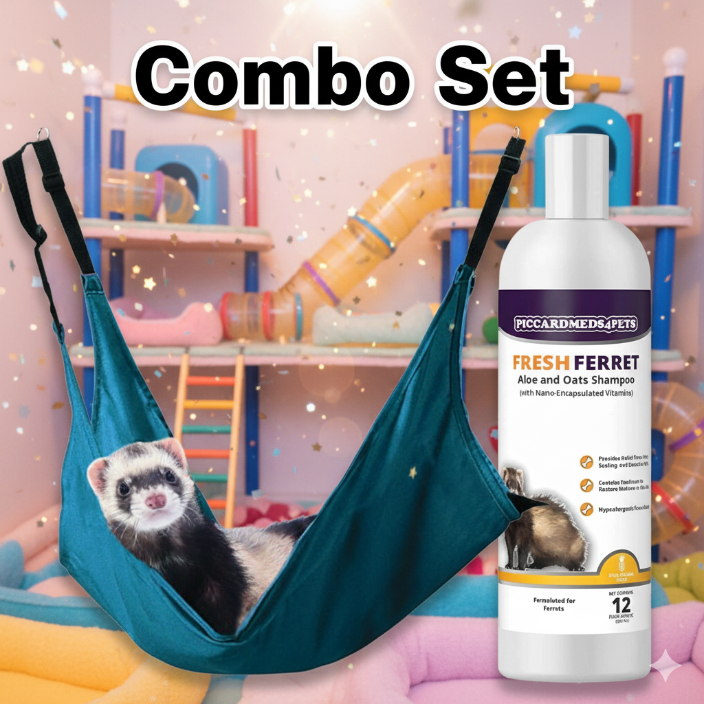 Piccardmeds4pets Ferret Aloe Oats Shampoo + Marshall Leisure Lounge Hammock Combo Set