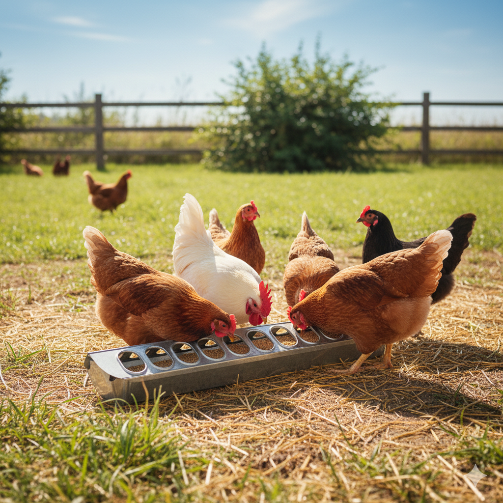 Miller Galvanized Slide Top Poultry Feeder for Chickens & Birds 18"