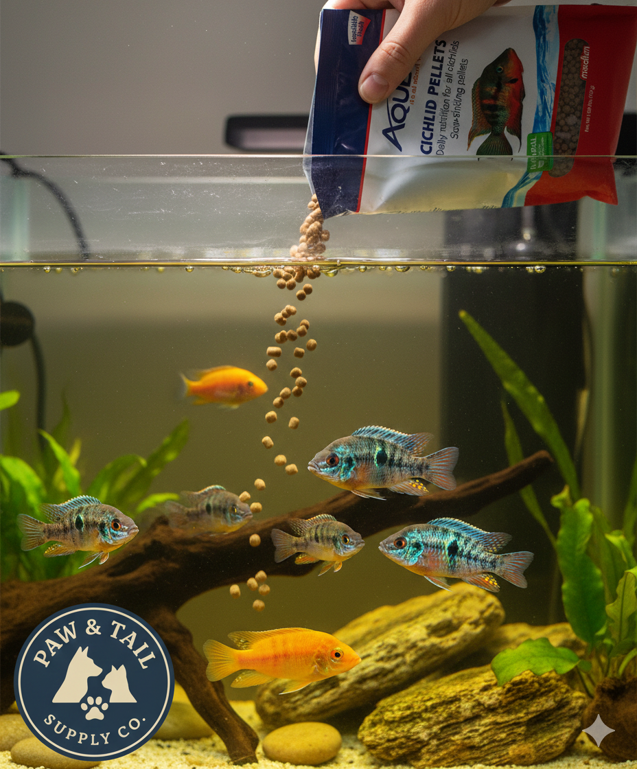 Aqueon Cichlid Fish Food Pellets 25 oz. Clean Water Formula for Cichlids
