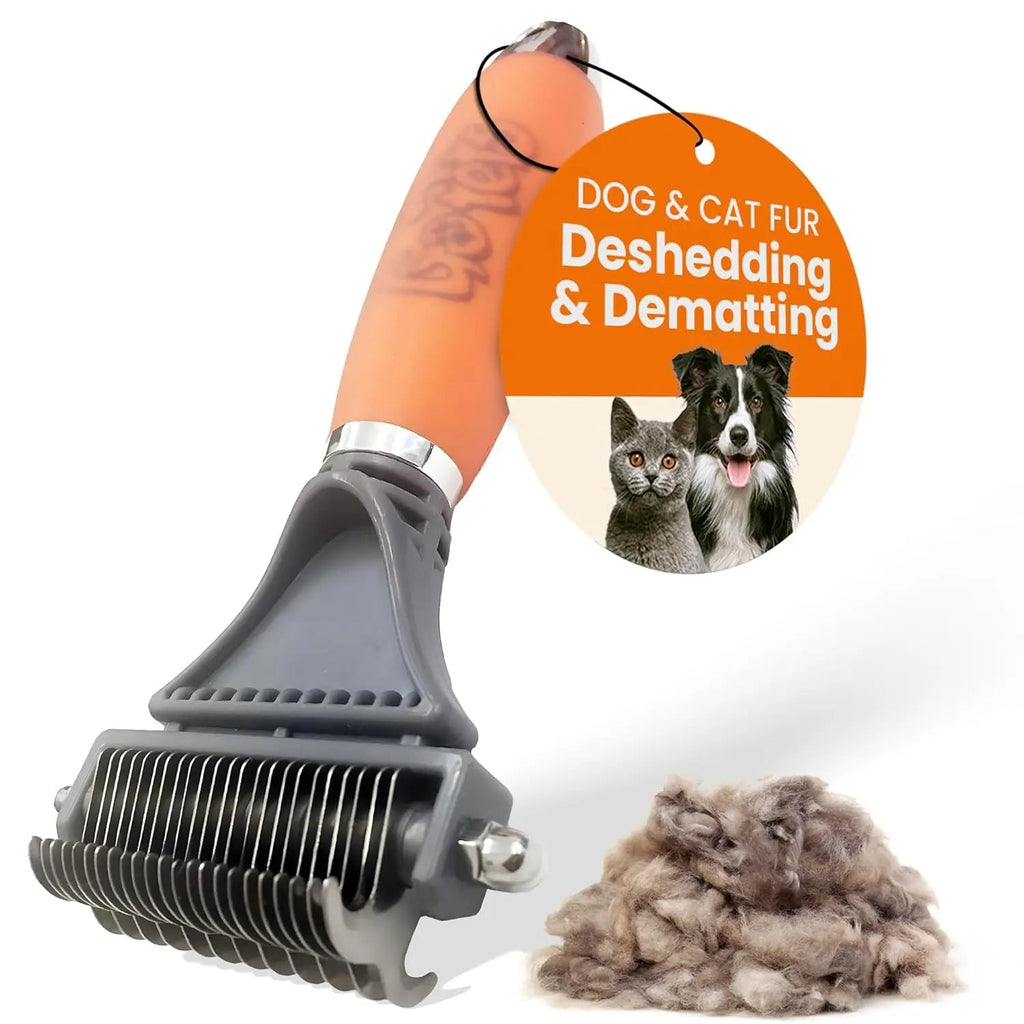 GoPets 2-in-1 Dematting & Deshedding Comb for Dogs & Cats