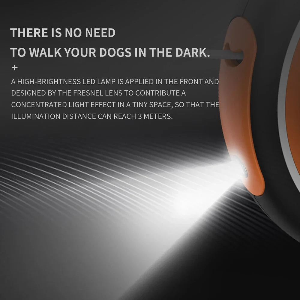 2 in 1 Retractable Dog Puppy LED Ring lighting Flexible Pet Traction Rope Leash