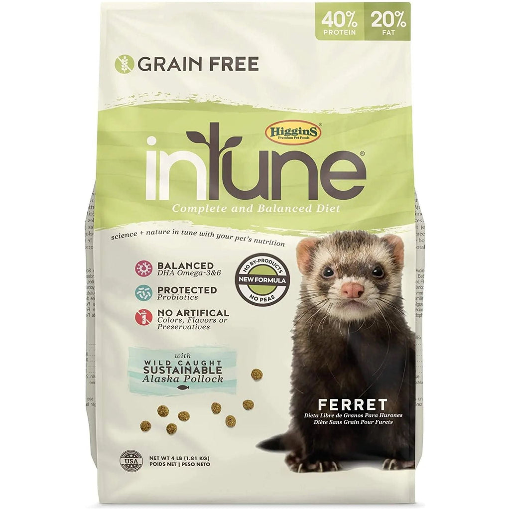 Higgins InTune Complete Grain Free Ferret Food High Protein Diet 4lbs.