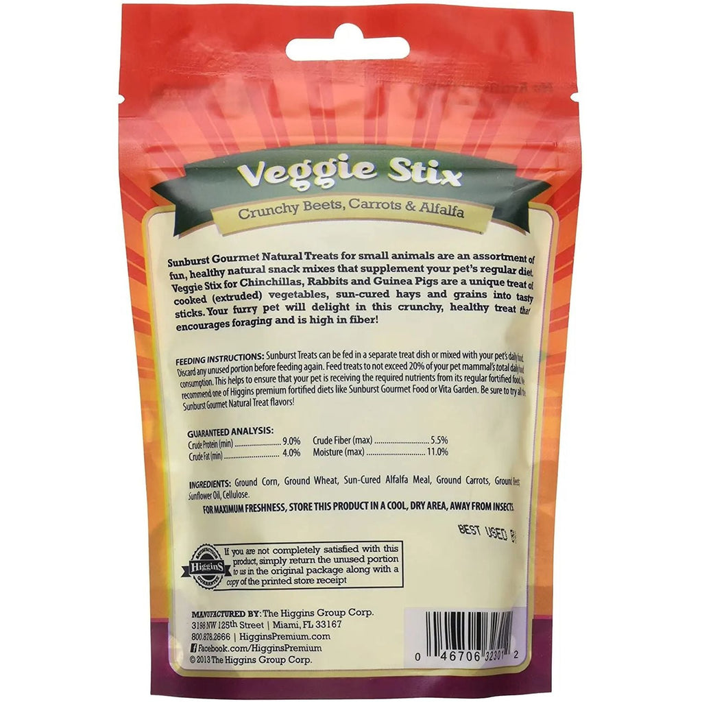 Higgins Sunburst Gourmet Natural Small Animal Treat Veggie Stix 4 oz. 3-Pack