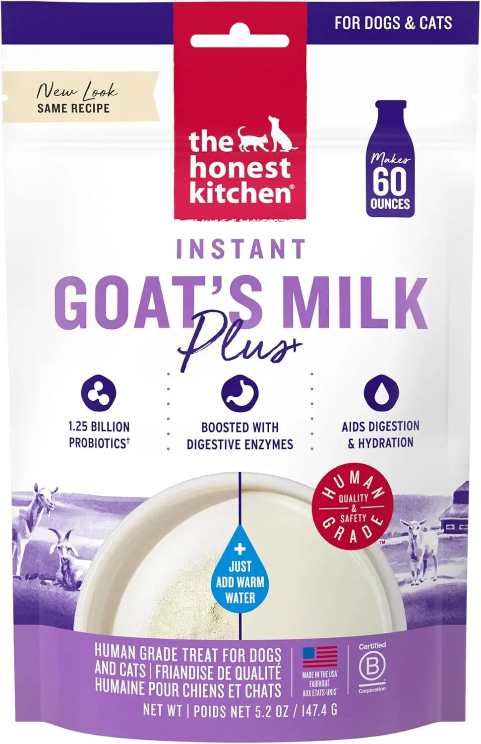 Honest Kitchen Goat Milk Powder Probiotics for Dogs & Cats 5.2oz
