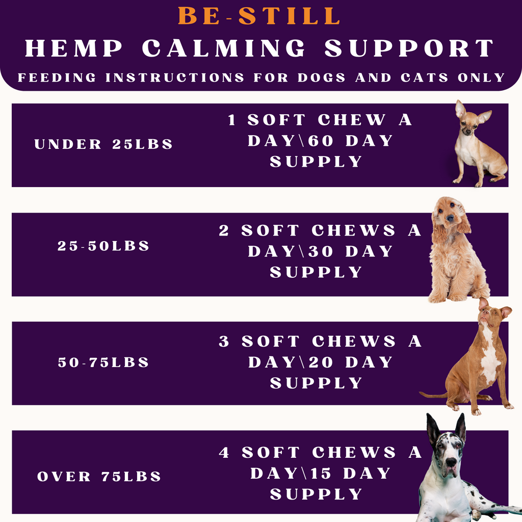 Piccardmeds4pets Be-Still Hemp Calming Chews 60ct for Dogs & Cats + FREE Bandana!