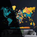3D Luminous Colored Wooden World Map Indie
