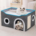 Foldable Indoor Cat House Cube – Bed, Scratch Pad & Toy Ball