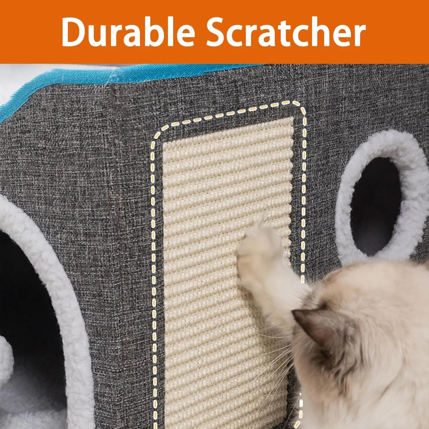 Foldable Indoor Cat House Cube – Bed, Scratch Pad & Toy Ball