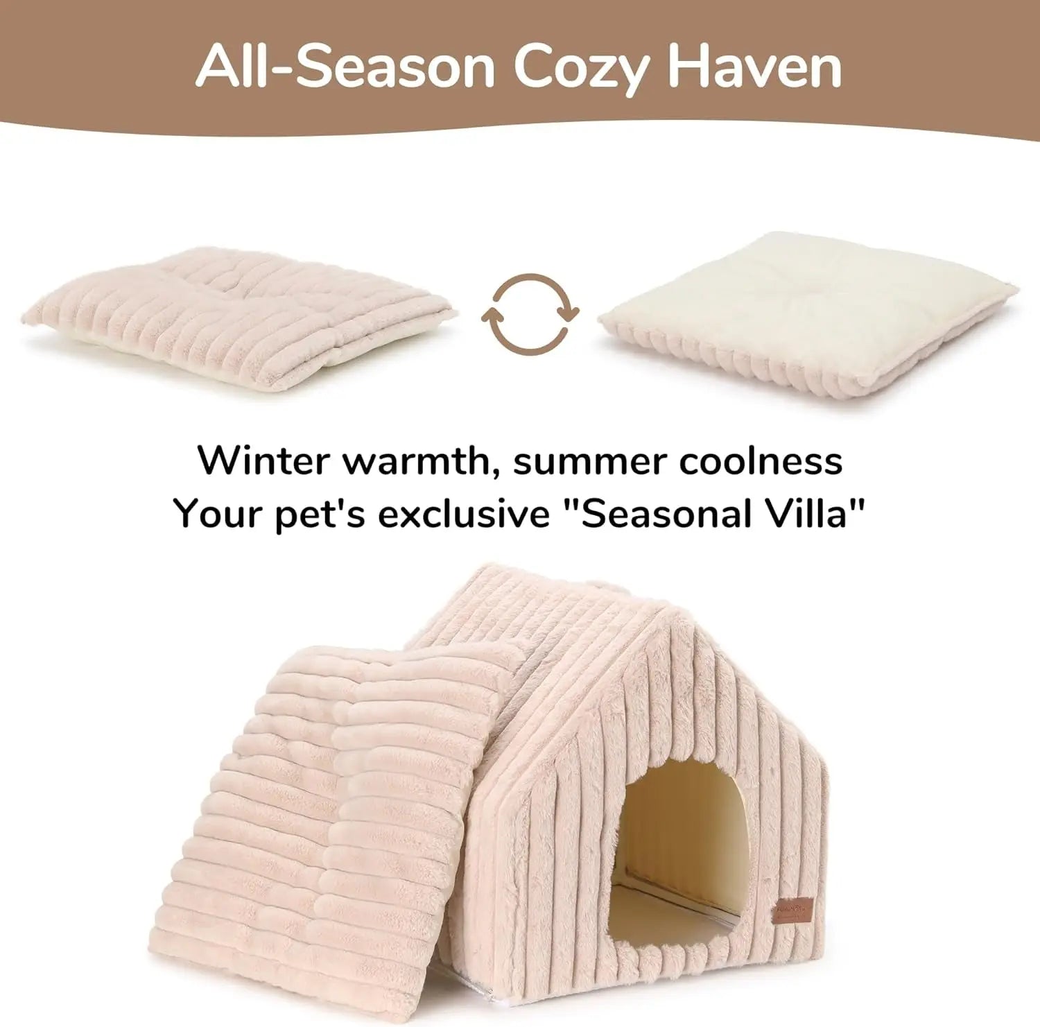 Washable Indoor Cat & Dog Cave Bed with Removable Pillow