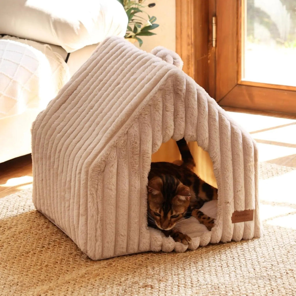Washable Indoor Cat & Dog Cave Bed with Removable Pillow