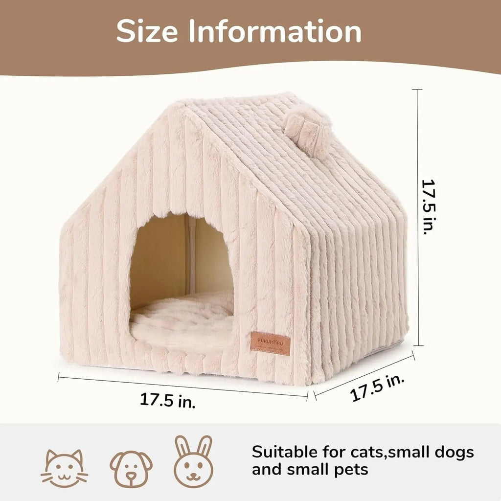 Washable Indoor Cat & Dog Cave Bed with Removable Pillow