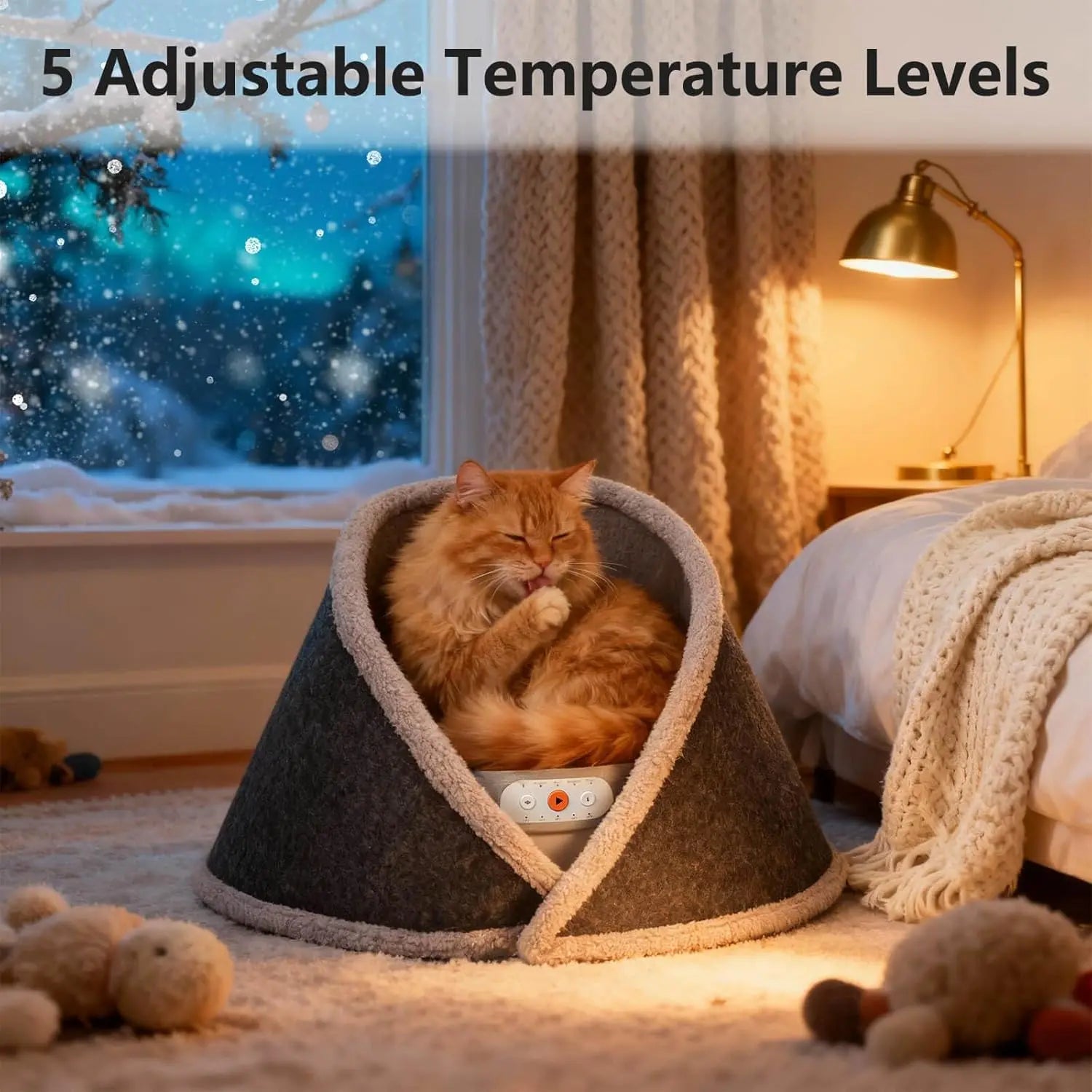 Indoor Heated & Cooling Cat Cave Bed with White Noise Smart Temperature Cat Bed