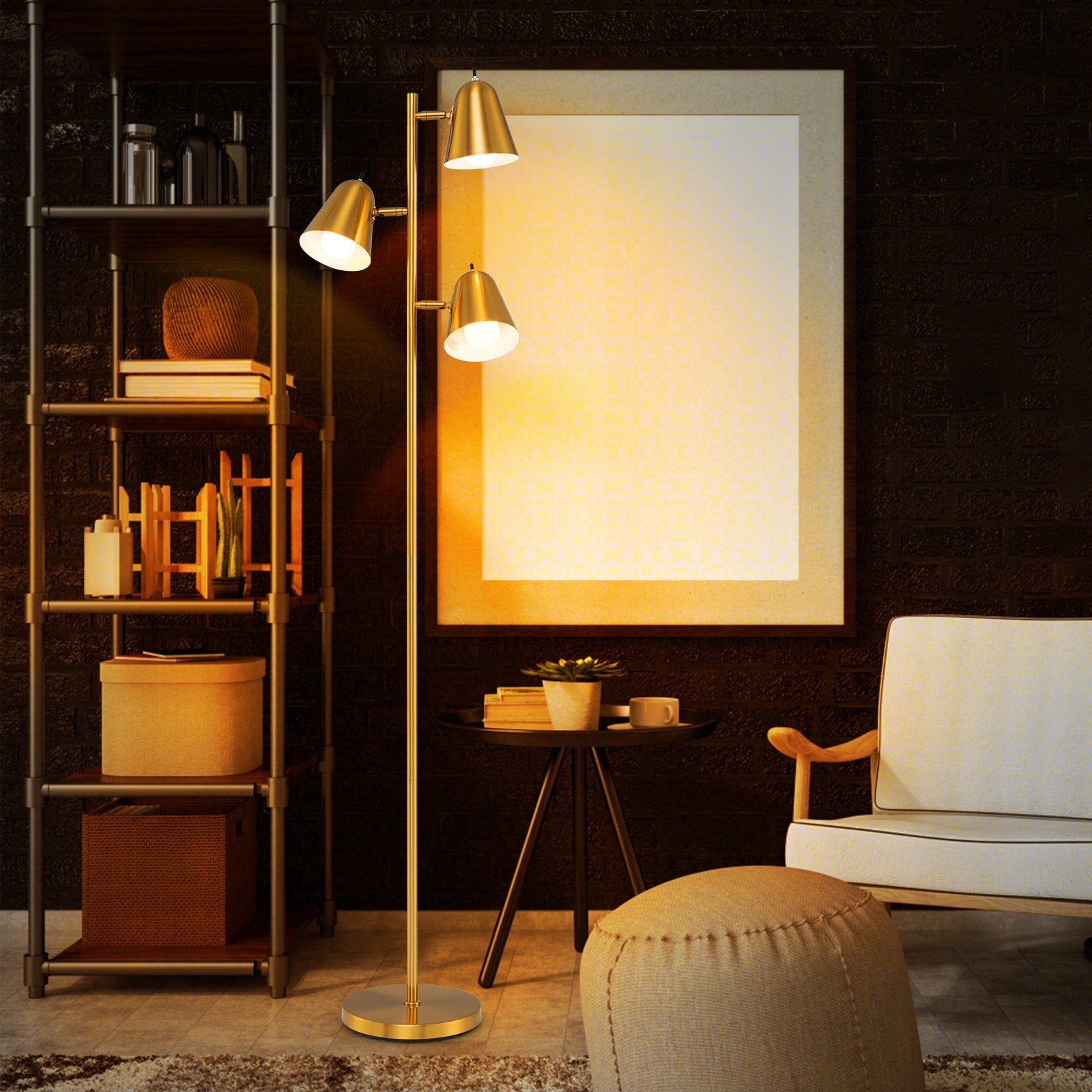 64 Inch 3-Light LED Floor Lamp Reading Light for Living Room Bedroom