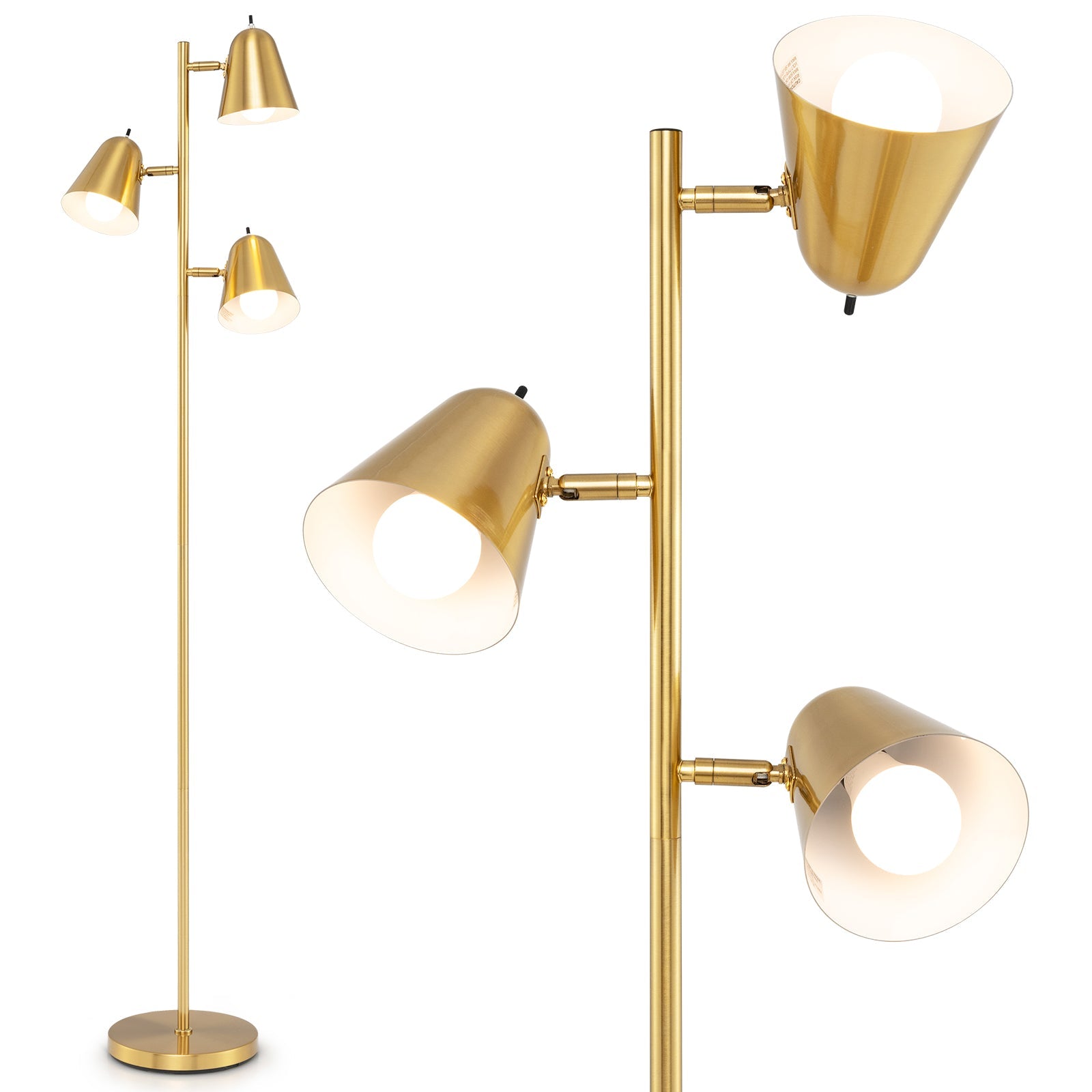 64 Inch 3-Light LED Floor Lamp Reading Light for Living Room Bedroom