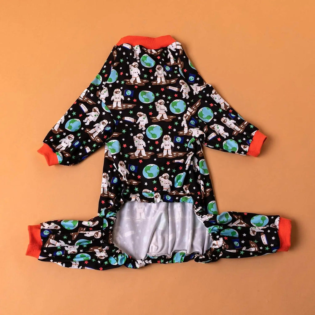 Dog Recovery Pajamas – Space Astronaut Print, UV Pullover for Large Dogs