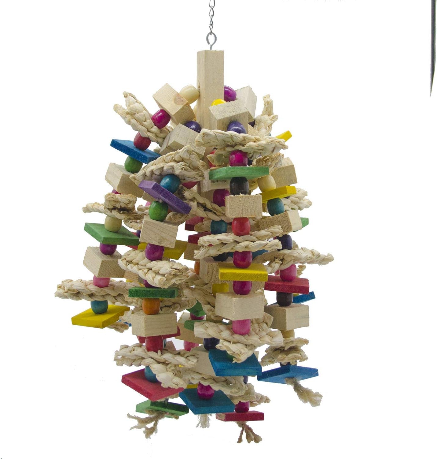 Large Parrot Chew Toy Wooden Bird Blocks Hanging Cage Toy Macaw African Grey