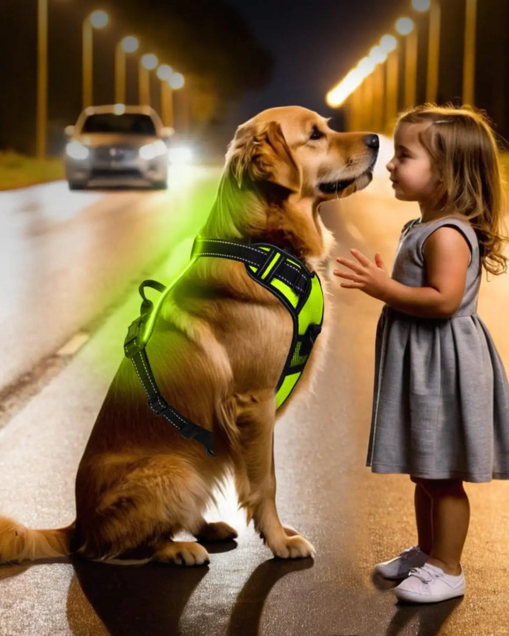 Rechargeable LED No-Pull Dog Harness Vest for Night Safety