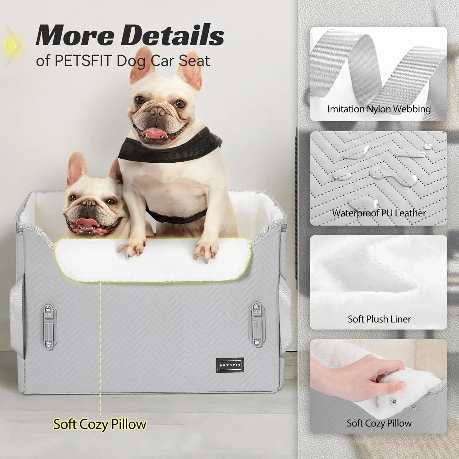 Luxury Dog Car Seat Booster – Waterproof PU Leather, Dual Leash