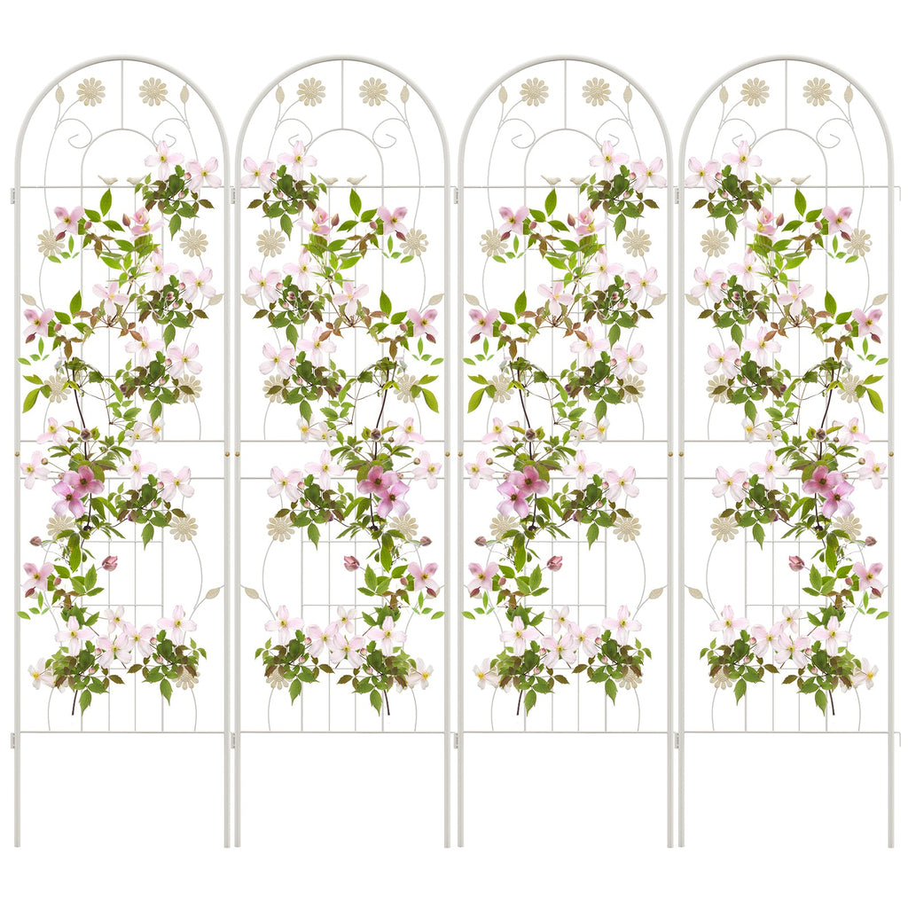 4 Pack 71 x 20 Inches Metal Garden Trellis for Climbing Plants-White