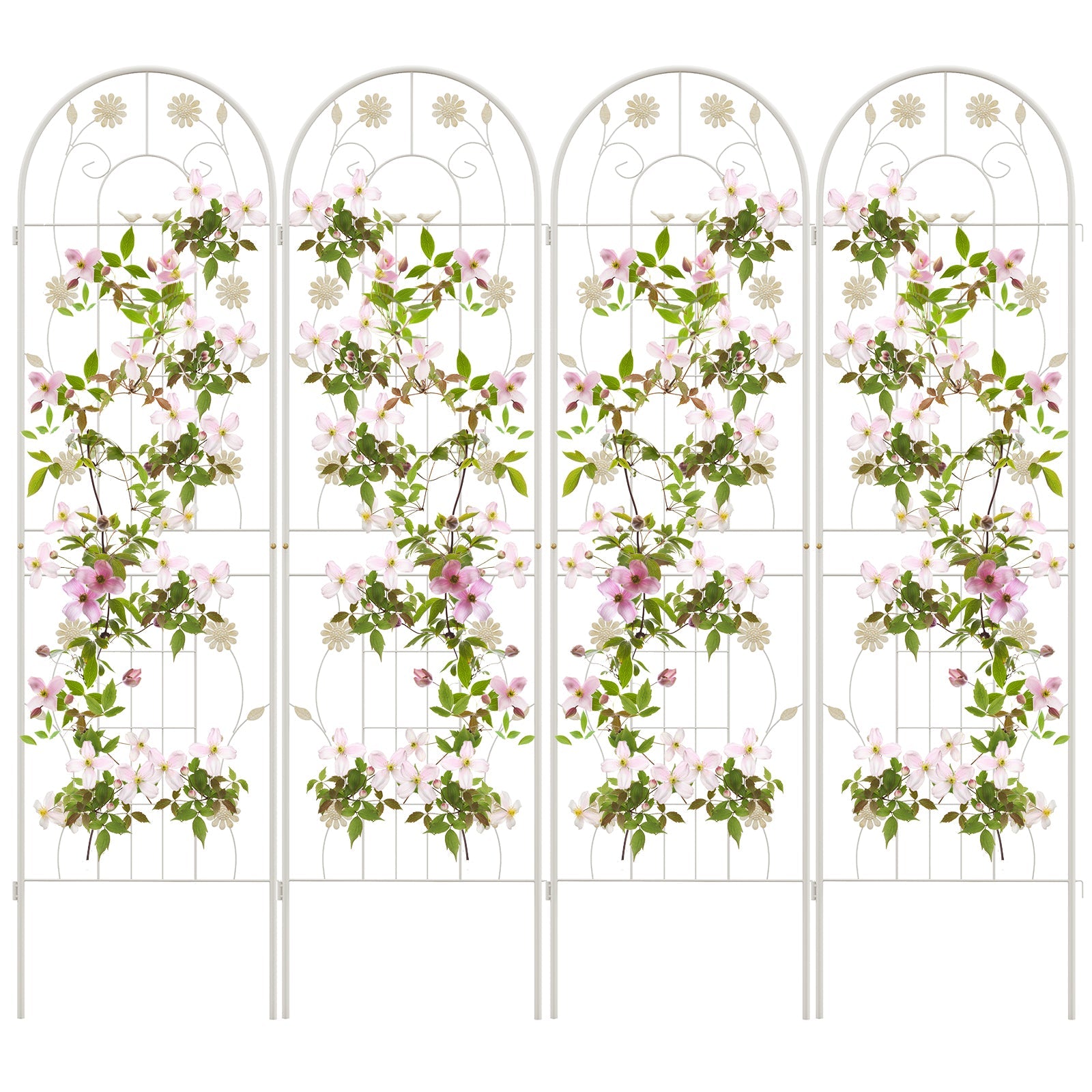 4 Pack 71 x 20 Inches Metal Garden Trellis for Climbing Plants-White