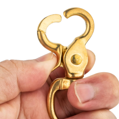Horse Tack Brass-Plated Trigger Snap Square Eye 2-1/2" Loop Eye