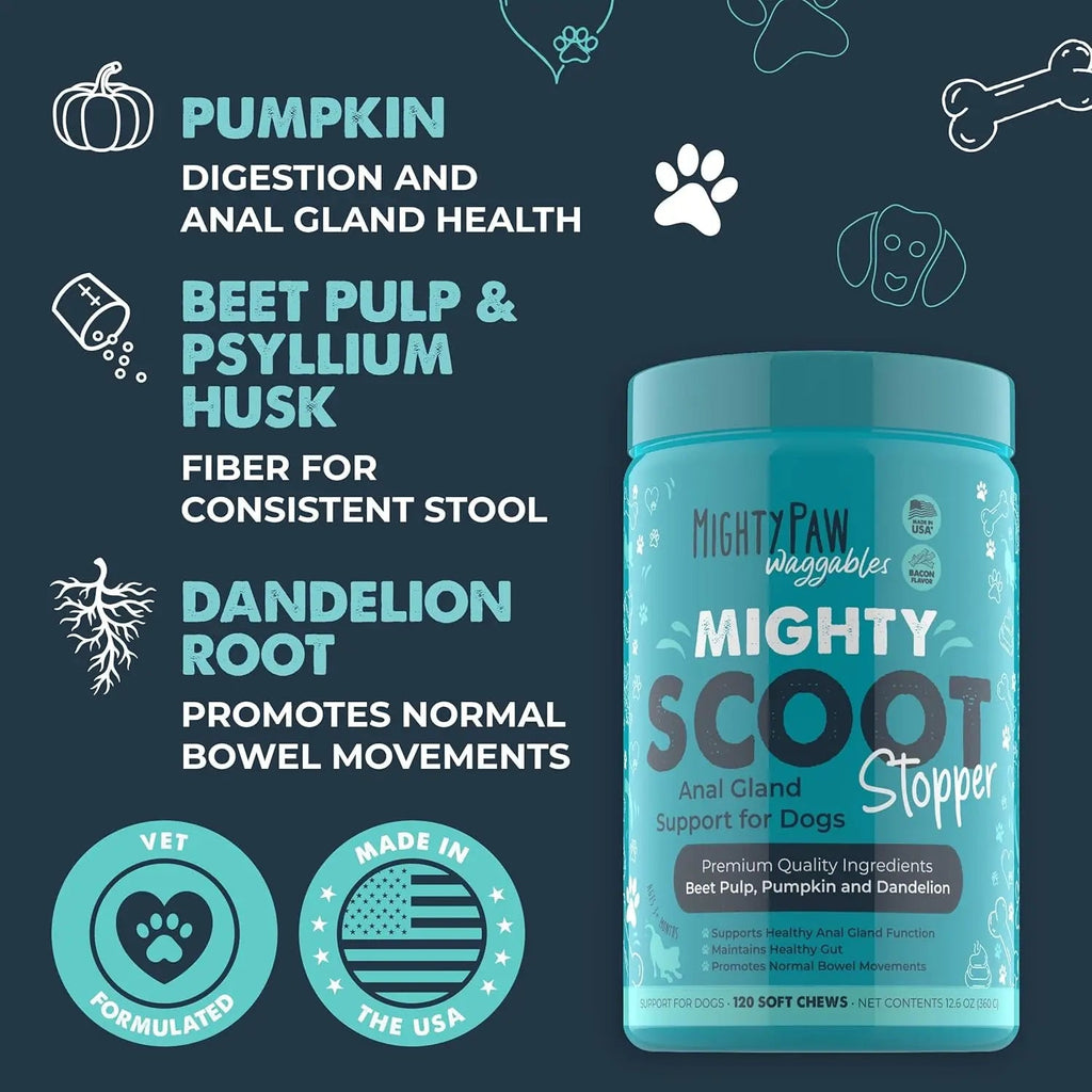 Mighty Scoot Dog Anal Gland & Digestive Support Fiber Chews 120 Ct