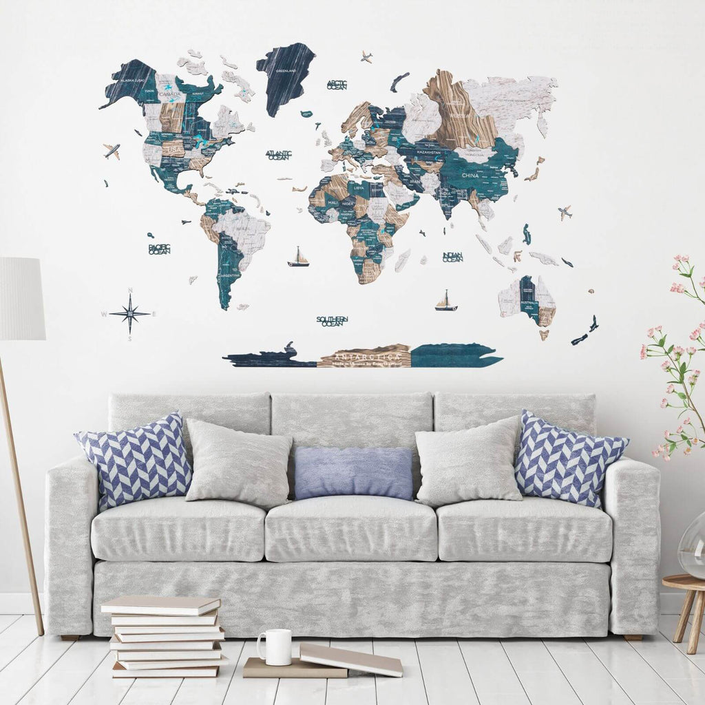 3D Luminous Colored Wooden World Map Mystery