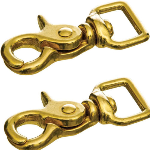 Horse Tack Brass-Plated Trigger Snap Square Eye 2-1/2" Loop Eye