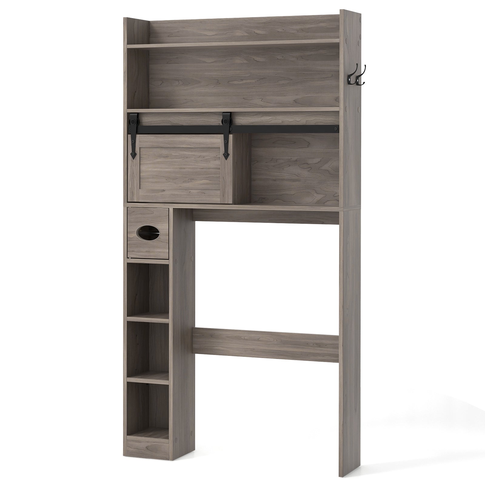 Over The Toilet Storage Cabinet with Sliding Barn Door and Adjustable Shelves