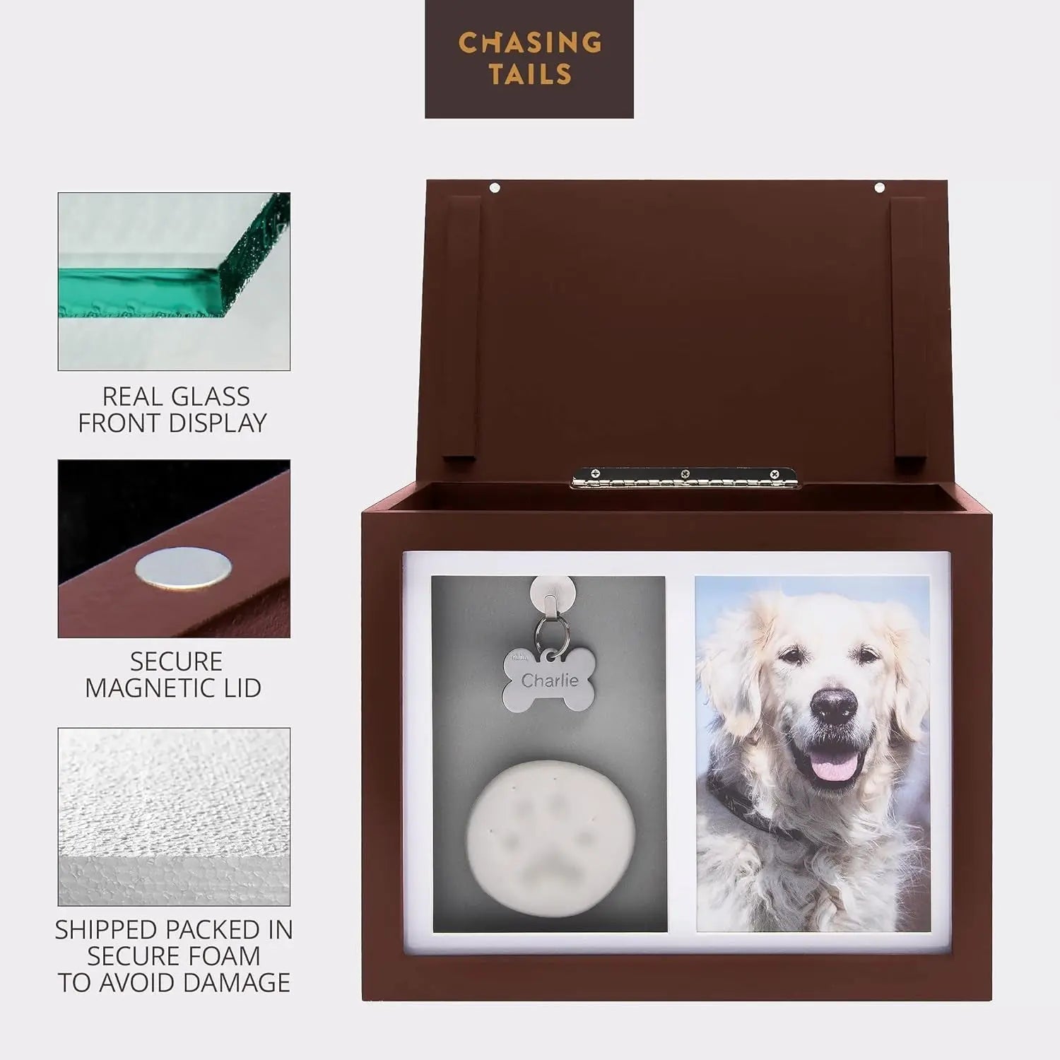 Pet Memorial Urn Keepsake Box – Paw Print Kit & Photo Album