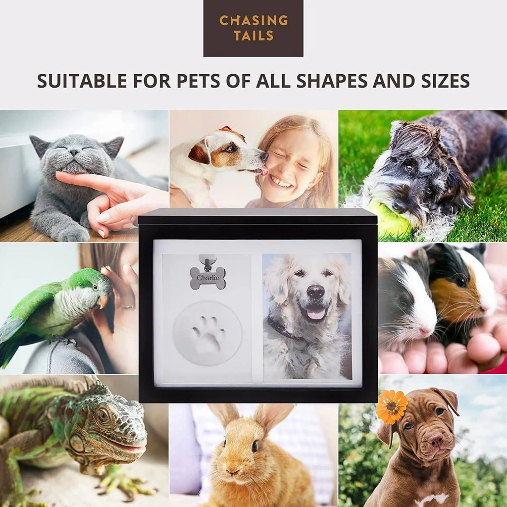 Pet Memorial Urn Keepsake Box – Paw Print Kit & Photo Album