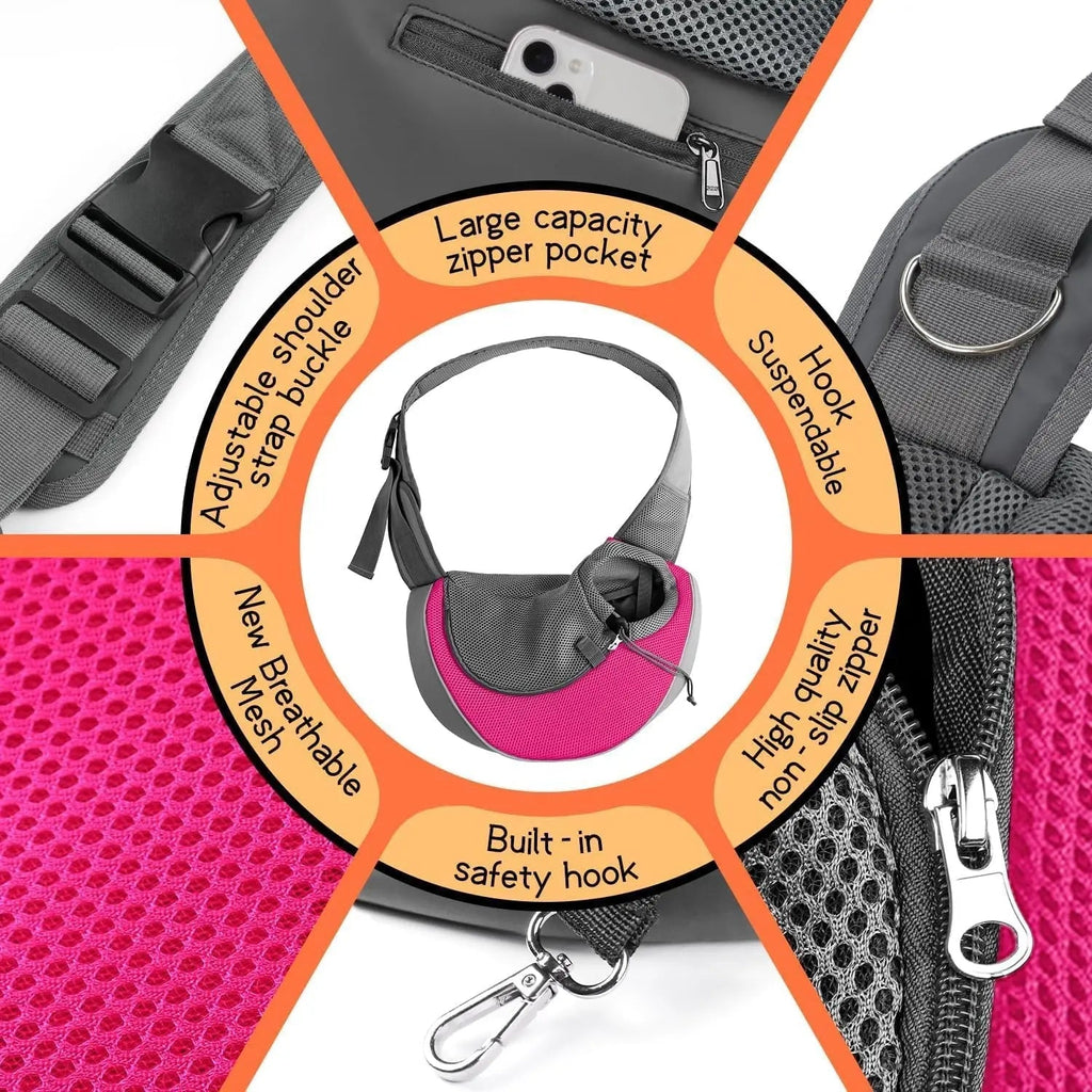 Pet Sling Carrier Adjustable Breathable Hands Free Small Dog Cat Travel