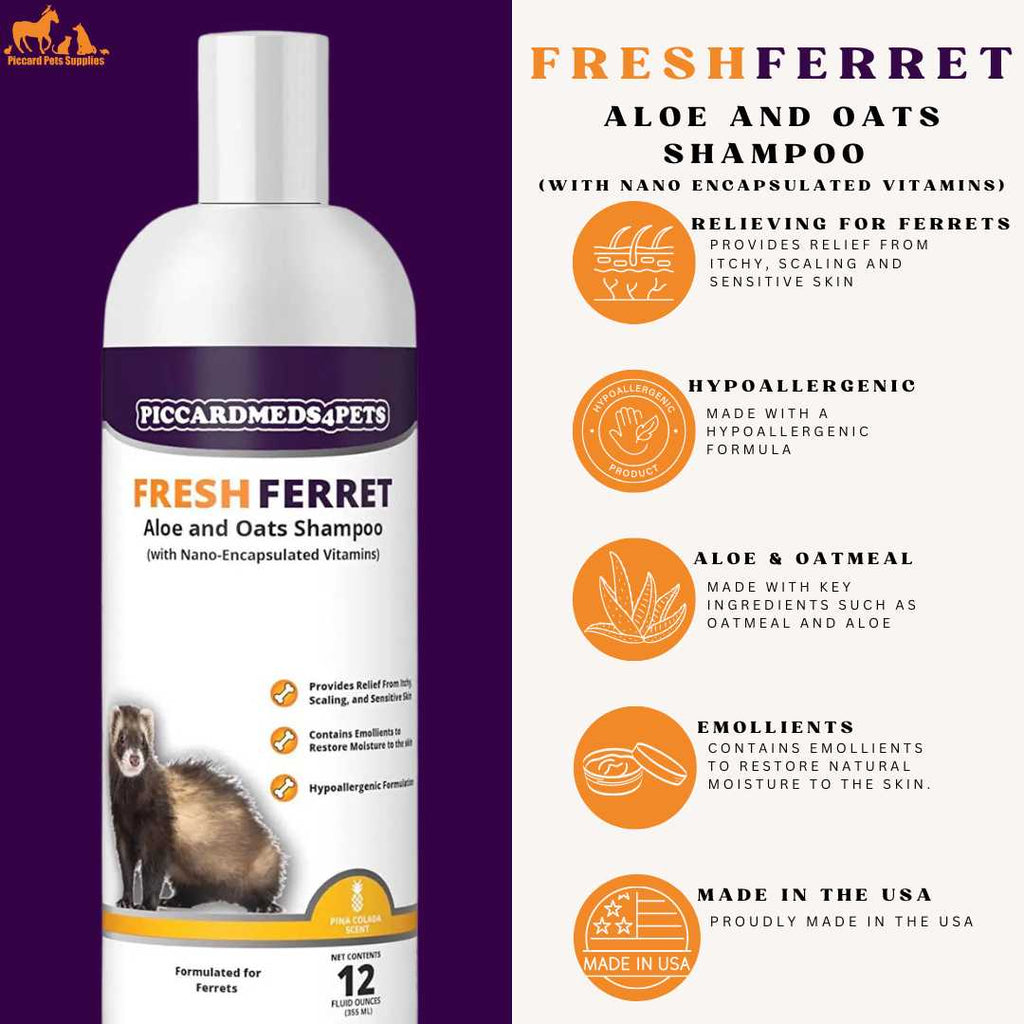 Piccardmeds4pets Ferret Aloe Oats Shampoo + Marshall Leisure Lounge Hammock Combo Set