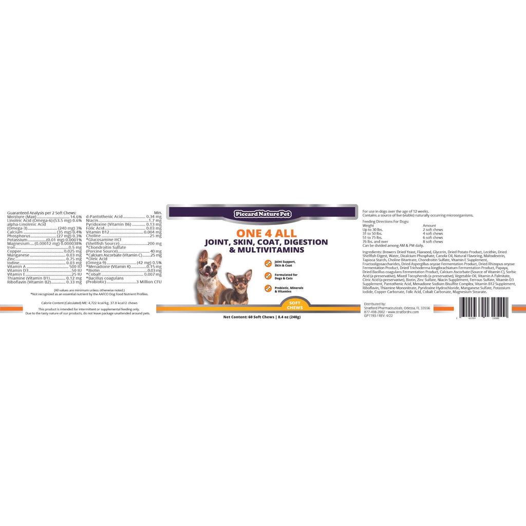 PiccardNaturePets One 4 All Dog Supplement Soft Chews 60 Count USA
