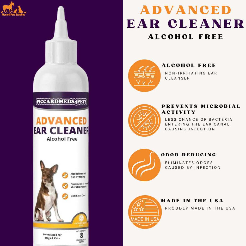 Piccardmeds4pets Advanced Ear Cleanser Alcohol Free for Dogs and Cats 8 oz. + FREE Bandana!