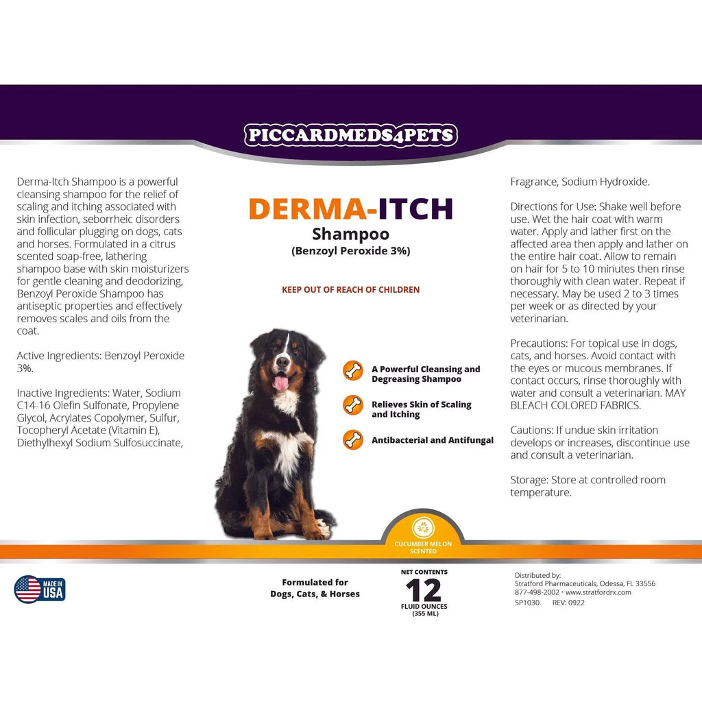 Piccardmeds4pets Derma-Itch Shampoo for Dogs 12 oz. + FREE Camo Bandana!