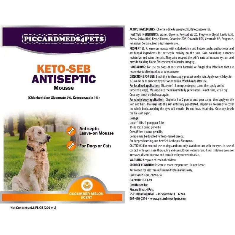 Piccardmeds4pets Keto-Seb Antiseptic Mousse Cats & Dogs 7 oz. + FREE Camo Bandana!