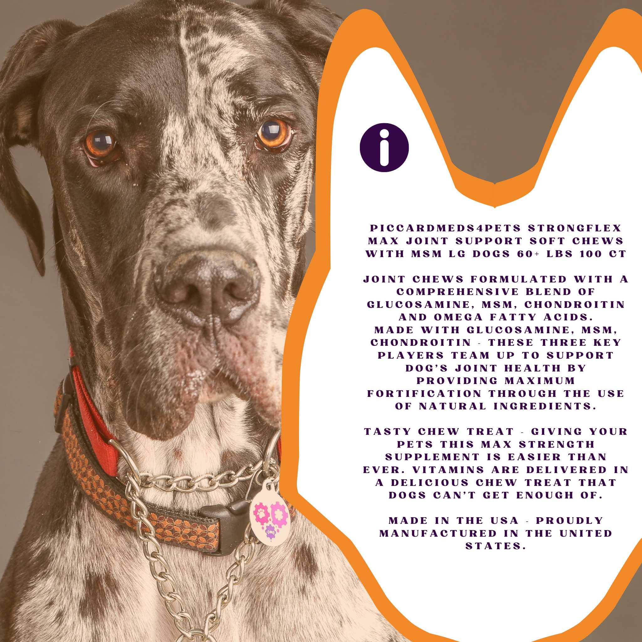 Piccardmeds4pets StrongFlex Max Joint Support Chews Large Dogs 100ct  + FREE Bandana!