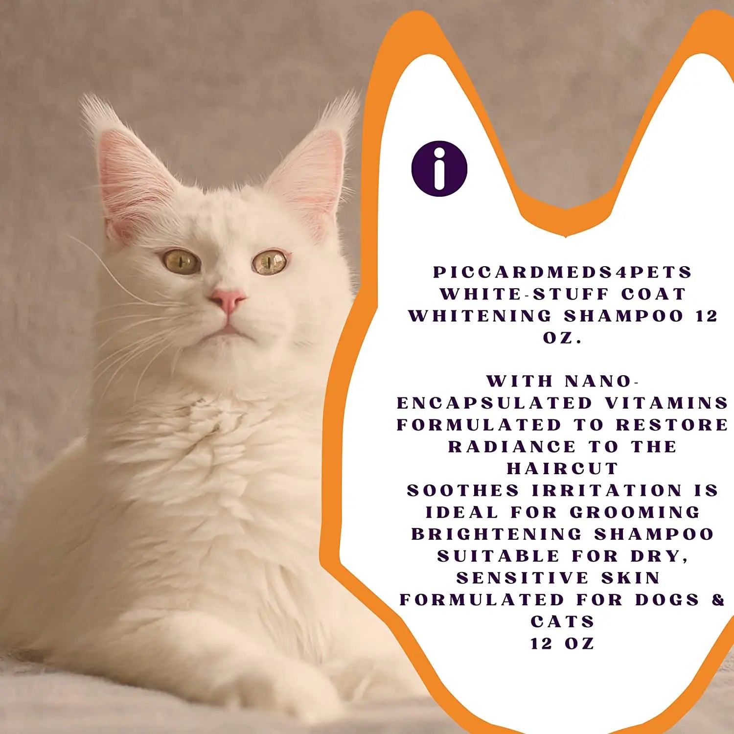 Piccardmeds4pets White-Stuff Coat Whitening Pet Shampoo 12 oz. + FREE Bandana!