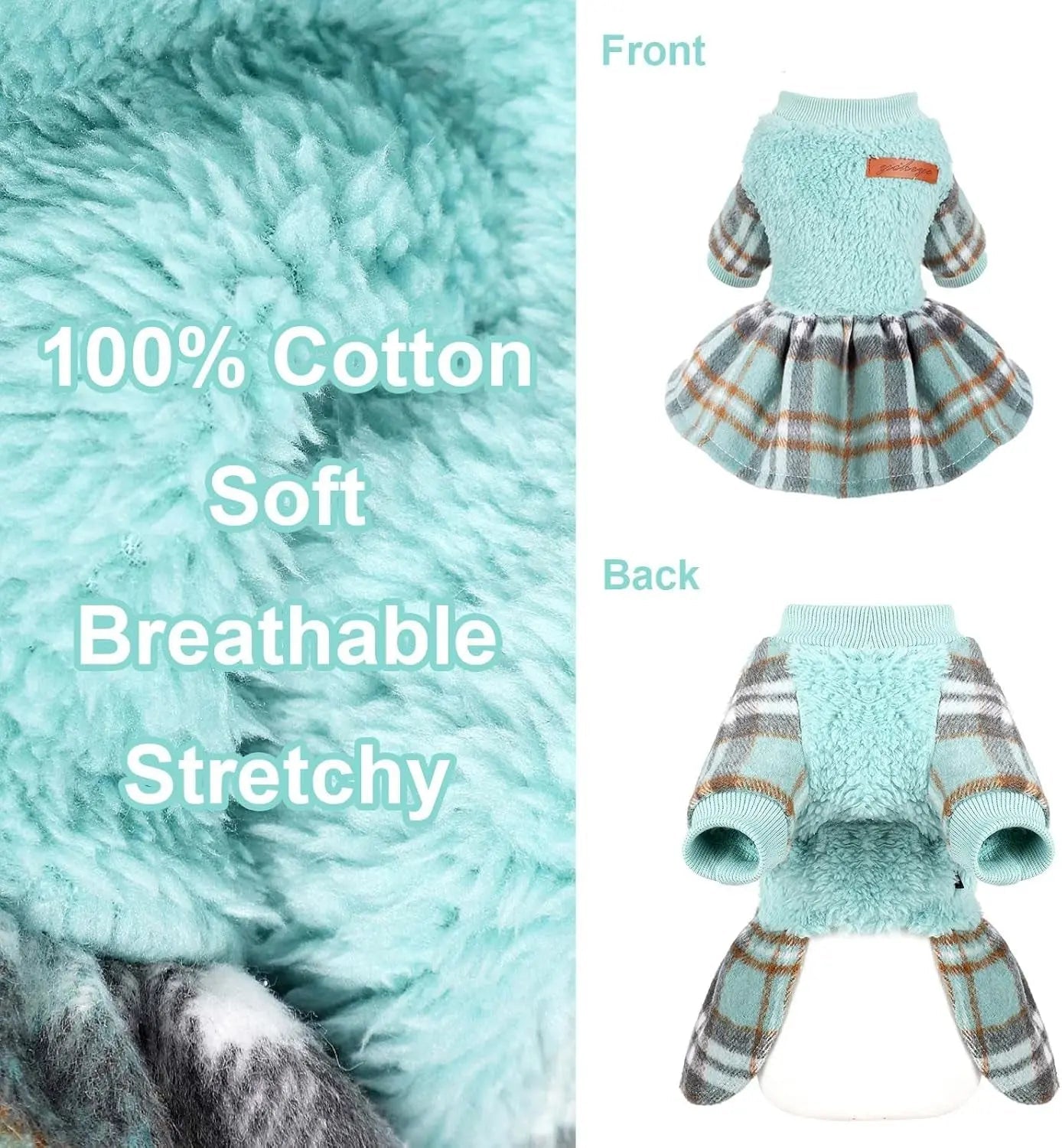 Plaid Dog Sweater Dress – Warm Winter Outfit for Puppies
